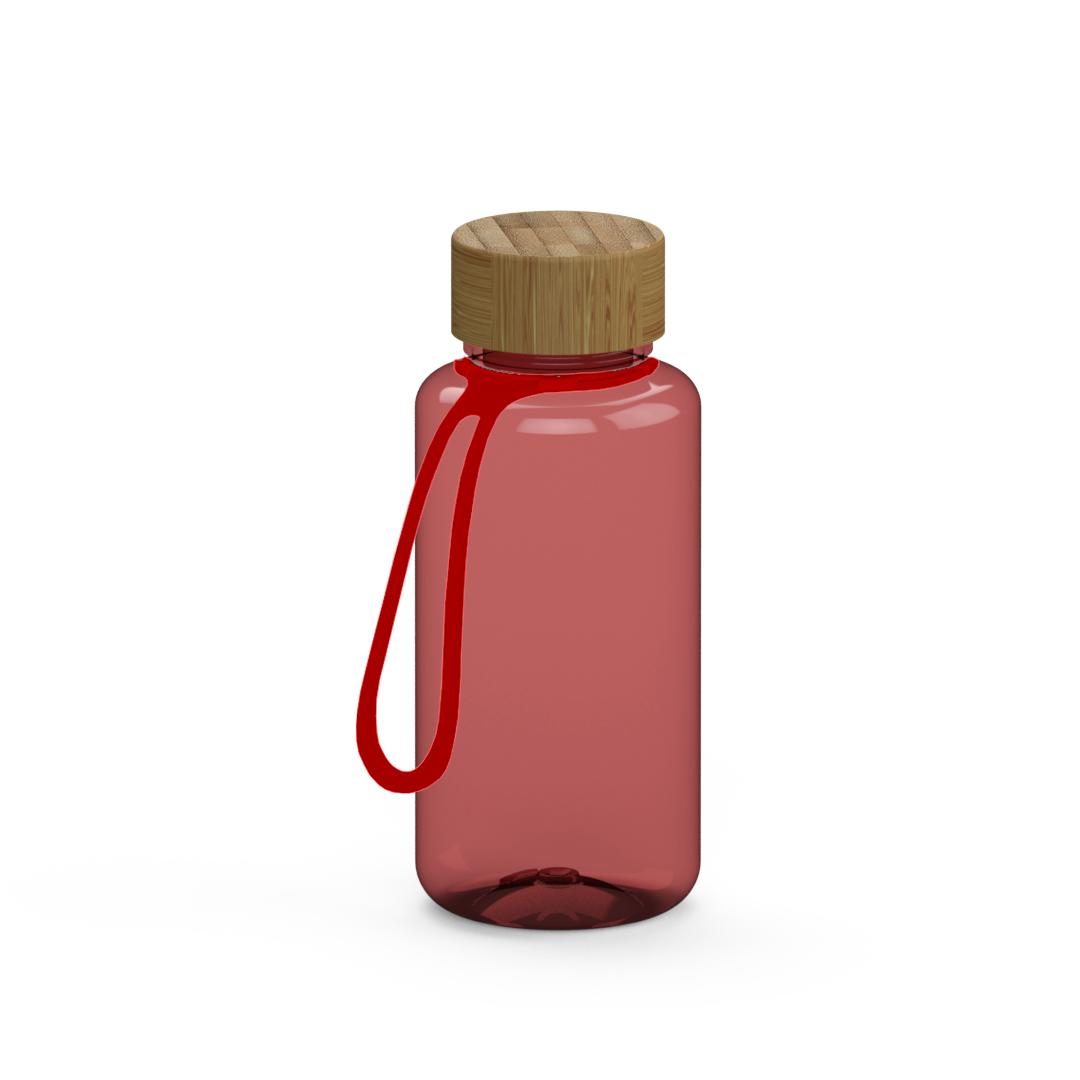 Trinkflasche, 700 ml, inkl. Strap – Transparent rot / Rot
