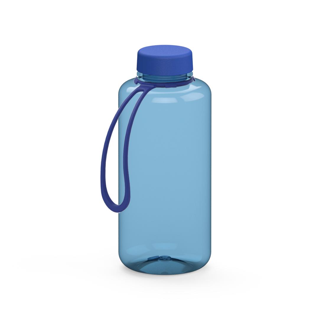 Trinkflasche „Refresh“, 1,0 l, inkl. Strap – Transluzent blau / Blau