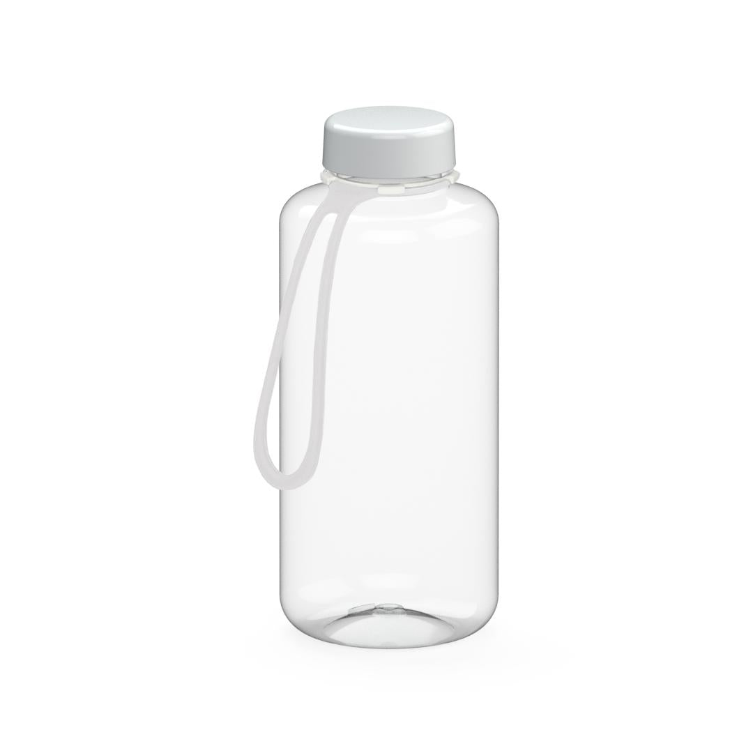 Trinkflasche „Refresh“, 1,0 l, inkl. Strap – Transparent / Weiß