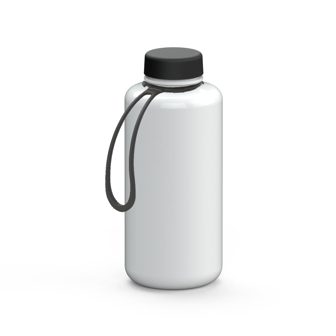 Trinkflasche „Refresh“, 1,0 l, inkl. Strap – Weiß / Schwarz (00102)