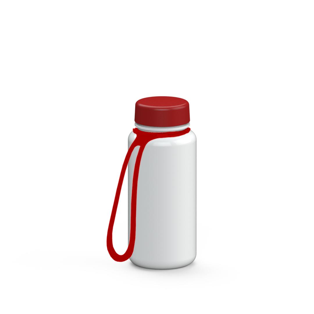 Trinkflasche „Refresh“, 400 ml, inkl. Strap – Weiß / Rot (00106)
