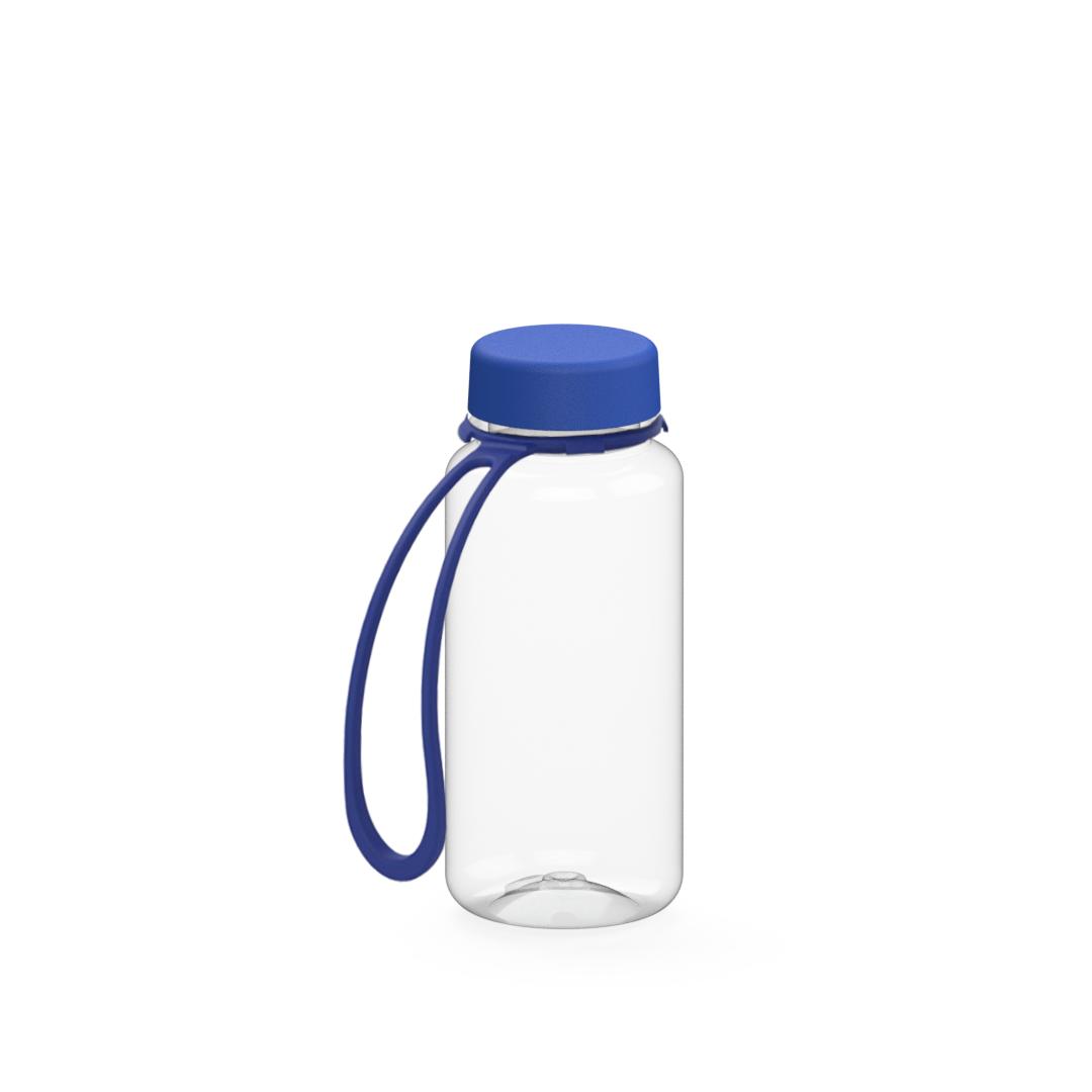 Trinkflasche „Refresh“, 400 ml, inkl. Strap – Transparent / Blau