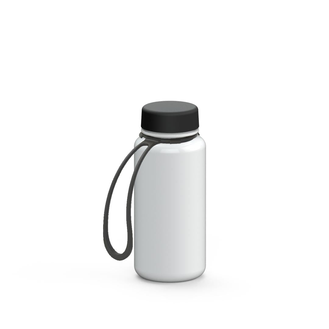 Trinkflasche „Refresh“, 400 ml, inkl. Strap – Weiß / Schwarz (00102)