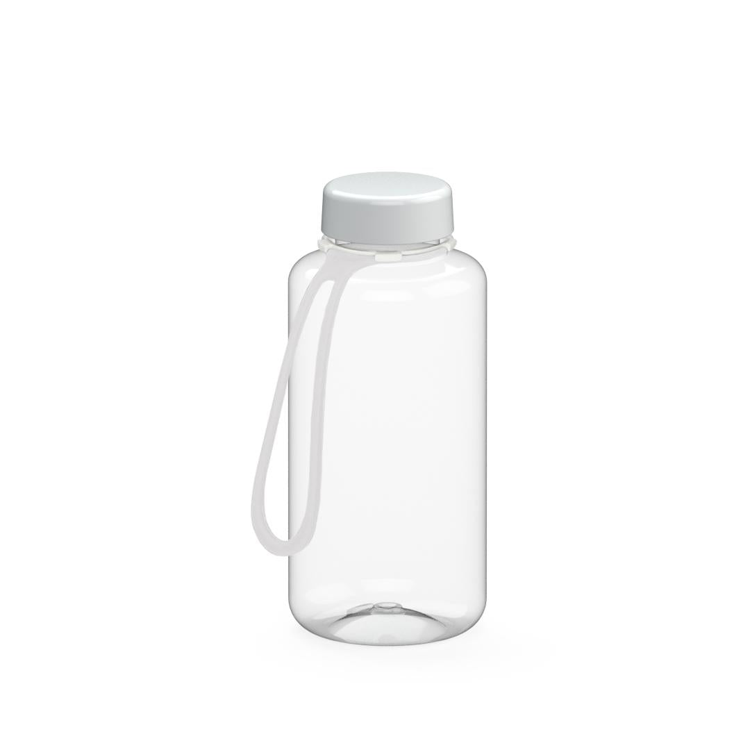 Trinkflasche „Refresh“, 700 ml, inkl. Strap – Transparent / Weiß