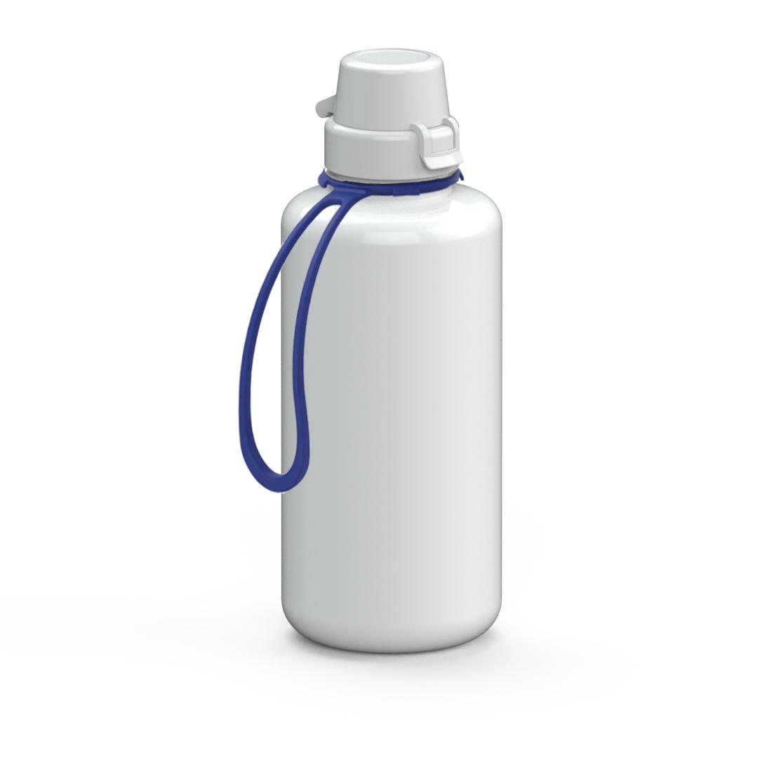 Trinkflasche „School“, 1,0 l, inkl. Strap – Weiß / Blau (00104)