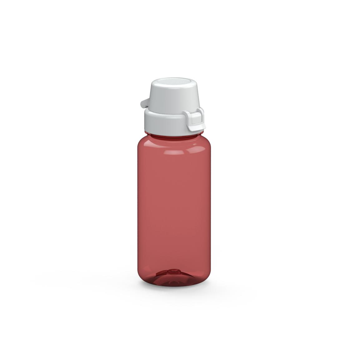 Trinkflasche „School“, 400 ml – Transluzent rot / Weiß