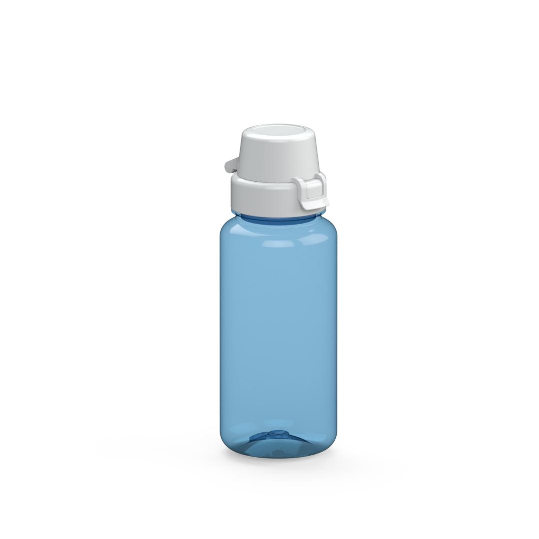 Trinkflasche „School“, 400 ml – Transluzent blau / Weiß