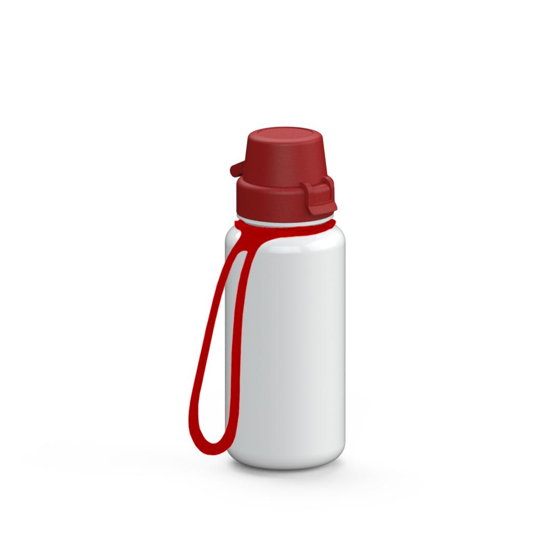 Trinkflasche „School“, 400 ml, inkl. Strap – Weiß / Rot (00106)
