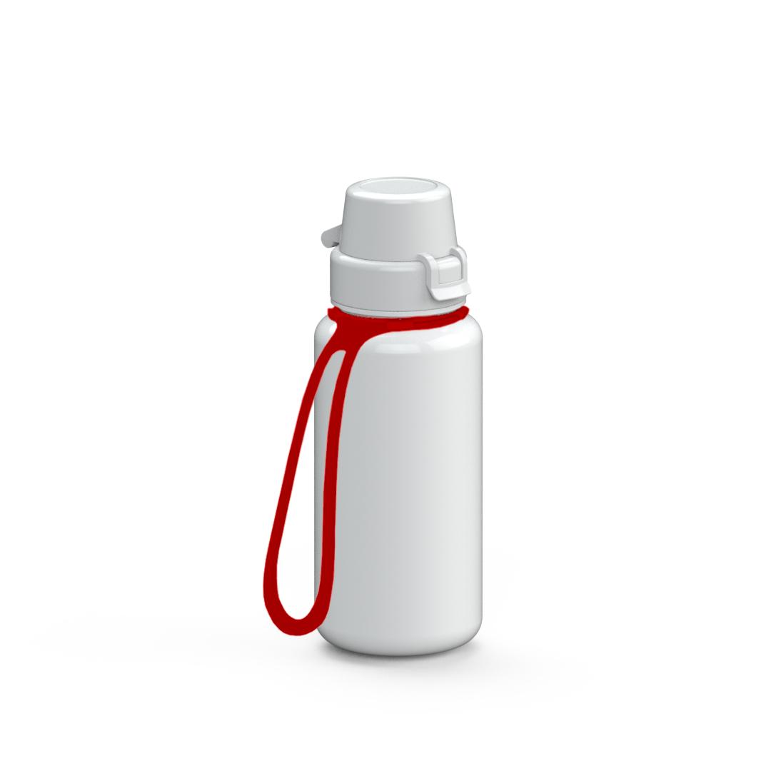 Trinkflasche „School“, 400 ml, inkl. Strap – Weiß / Rot (00101)