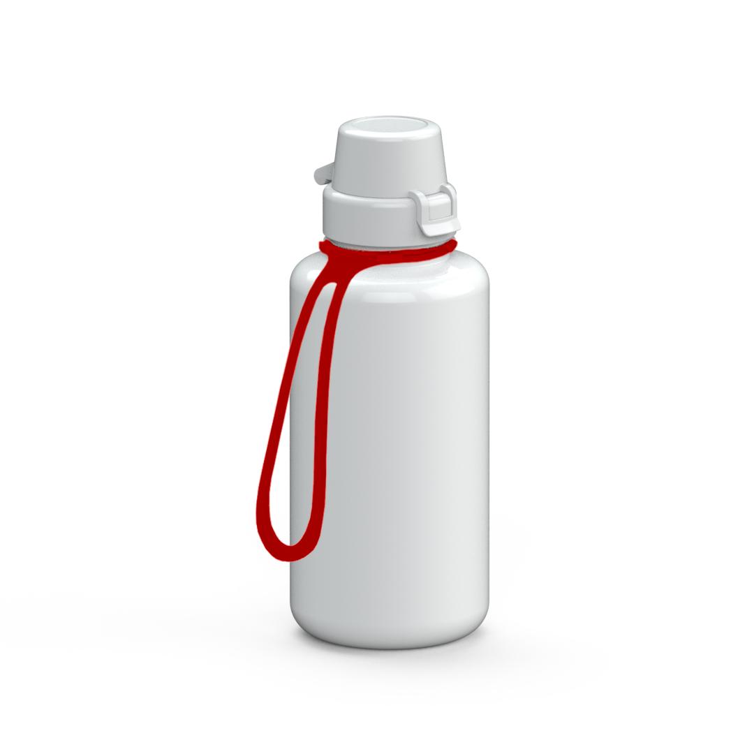 Trinkflasche „School“, 700 ml, inkl. Strap – Weiß / Rot (00101)