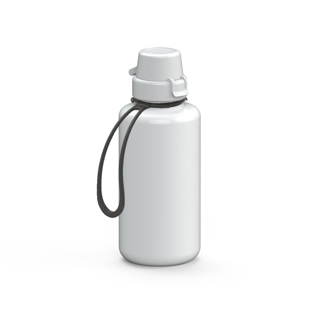 Trinkflasche „School“, 700 ml, inkl. Strap – Weiß / Schwarz (00105)
