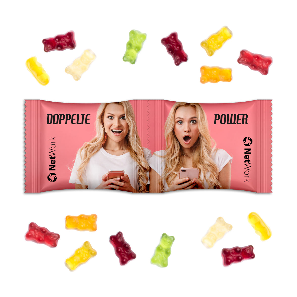 TwinSet Doppeltütchen mit Gummibärchen und Perforationsnaht