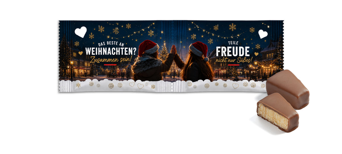 Twinset mit Baumkuchenspitzen in zwei verbundenen bedruckten Tütchen
