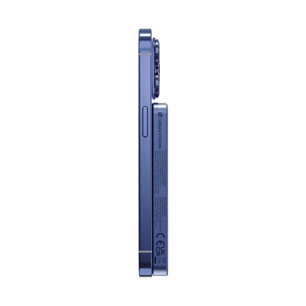 Urban Vitamin Marin 5.000mAh magnet. 15W Wireless Powerbank – blau