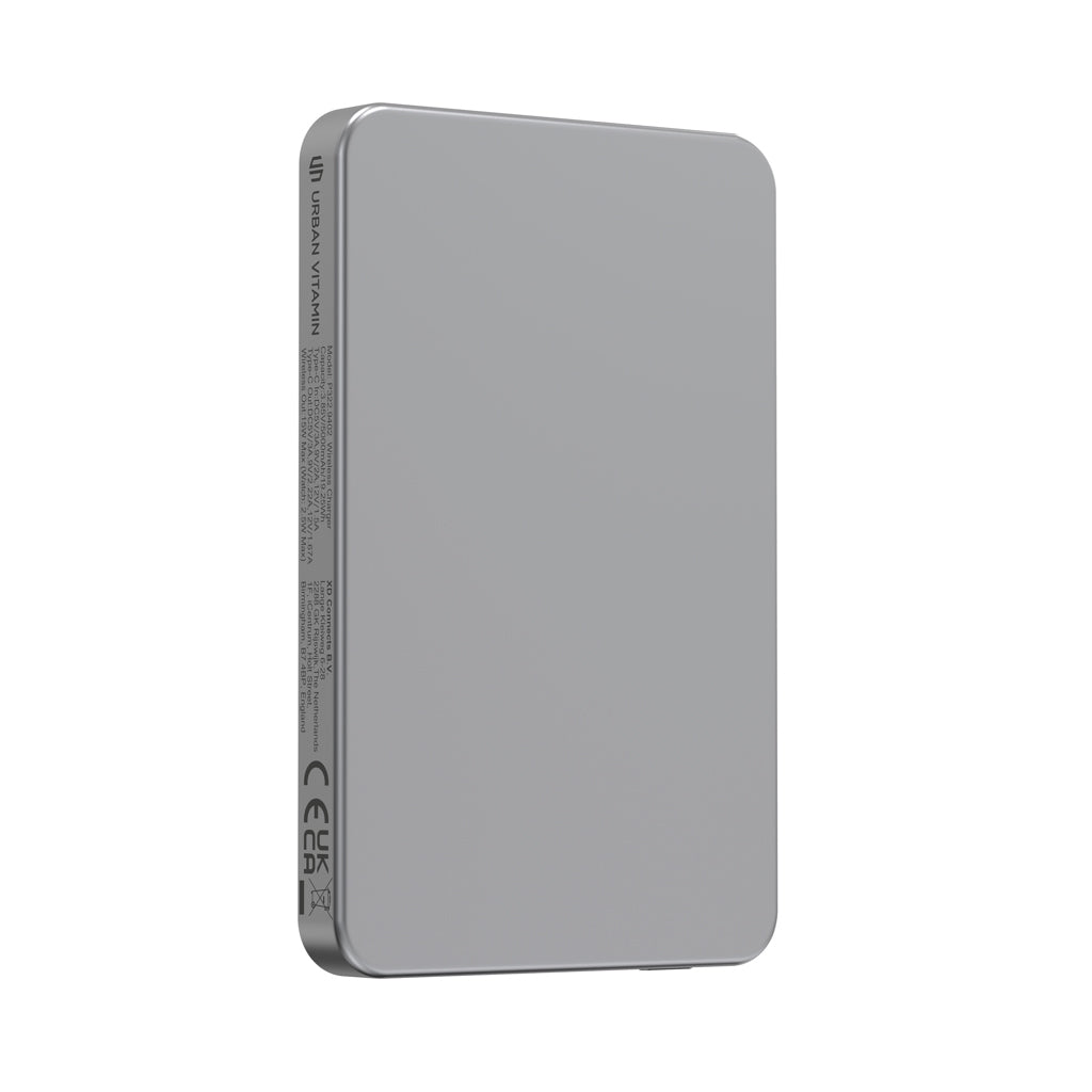 Urban Vitamin Marin 5.000mAh magnet. 15W Wireless Powerbank – silber