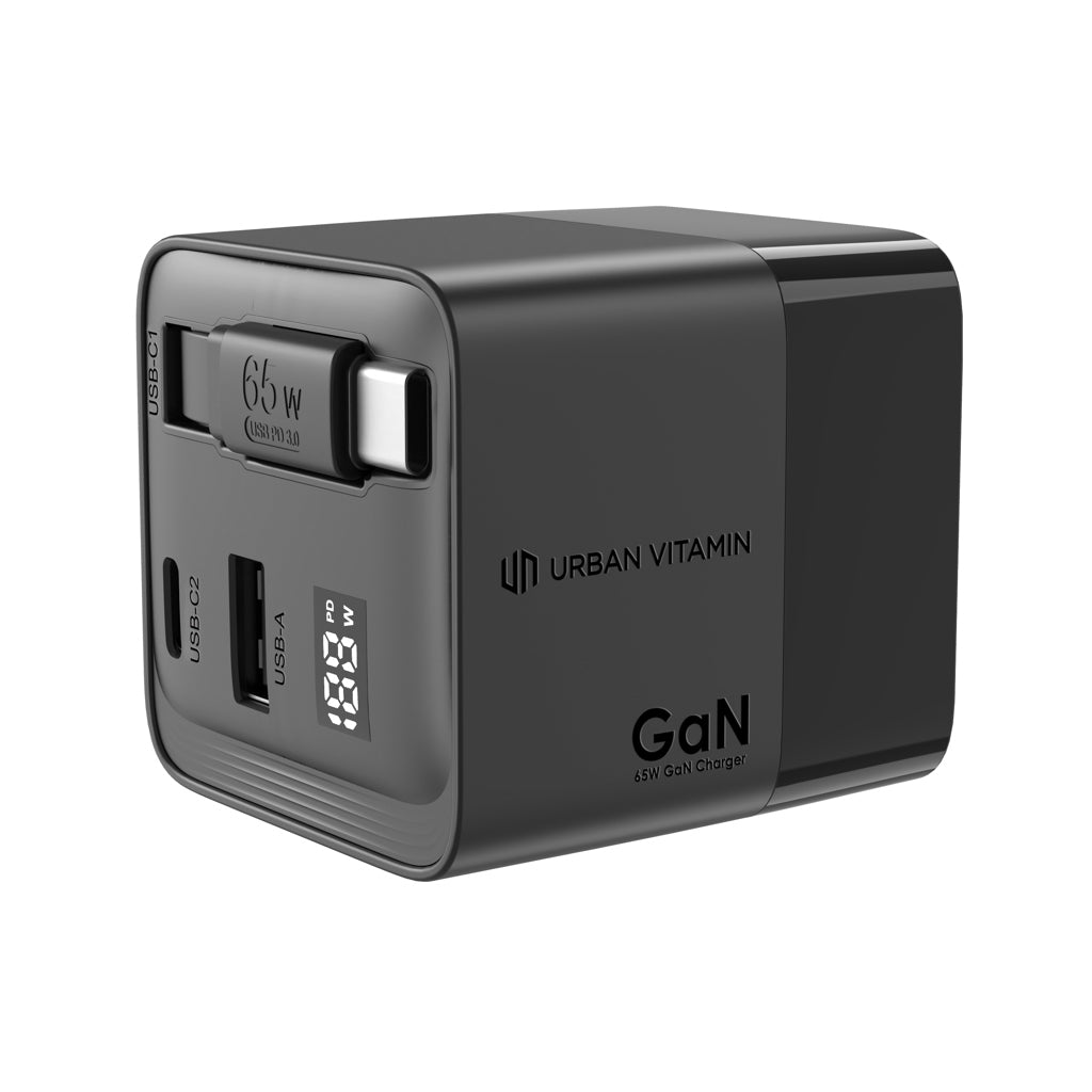 Urban Vitamin Mendocino 65W GaN-Charger mit einziehb. Kabel