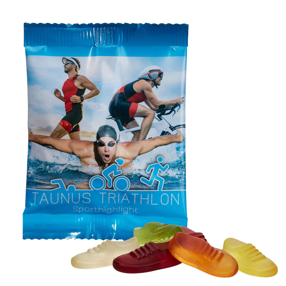 Vegane Fruchtgummi Laufschuhe im Werbetütchen 100 x 75 mm, 20 g