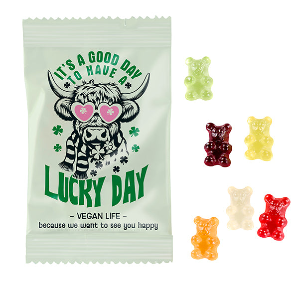 Vegane Fruchtgummi Formen im Werbetütchen 100 x 60 mm, 15 g