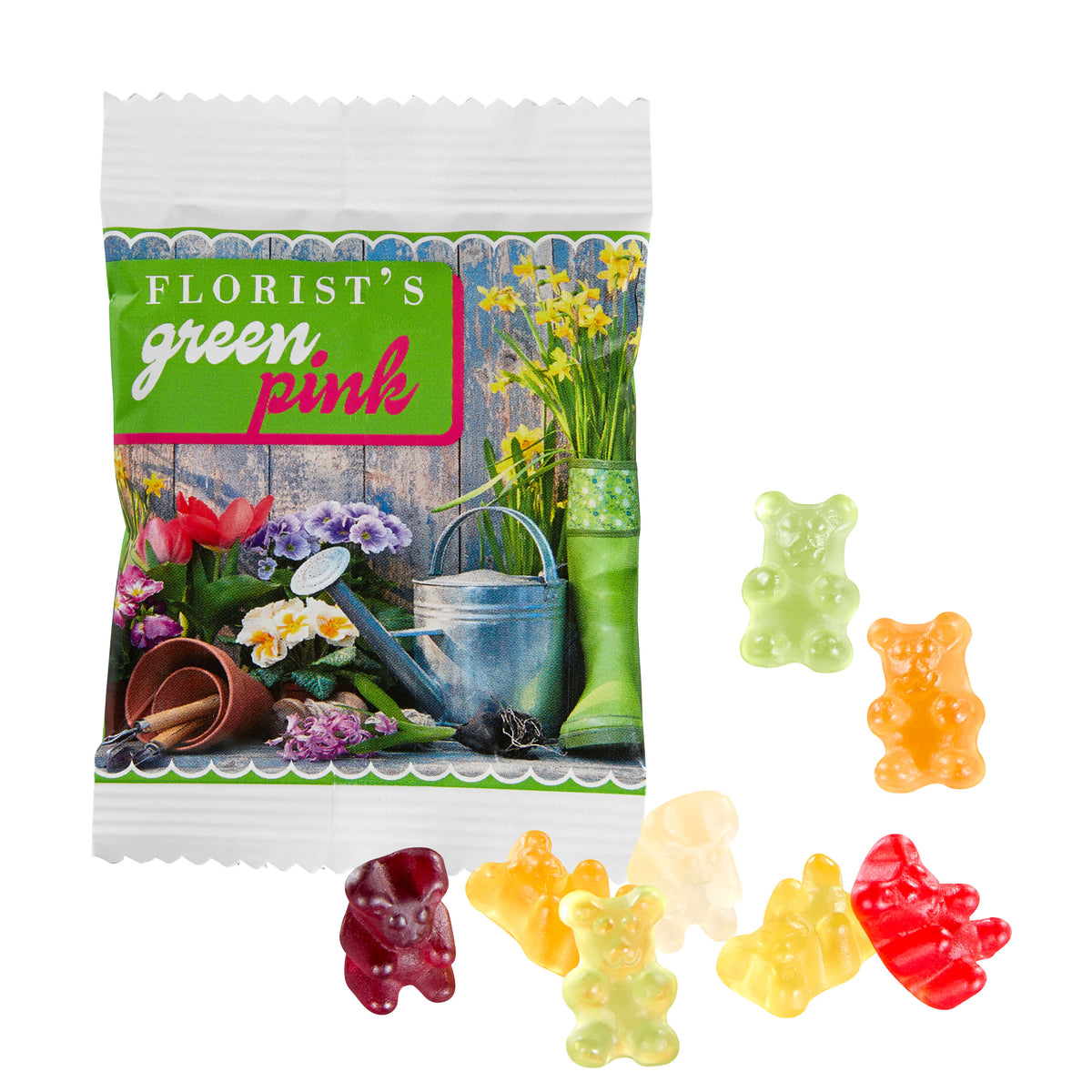 Vegane Fruchtgummi Formen wie Haus, Auto und Kleeblatt ohne Verpackung
