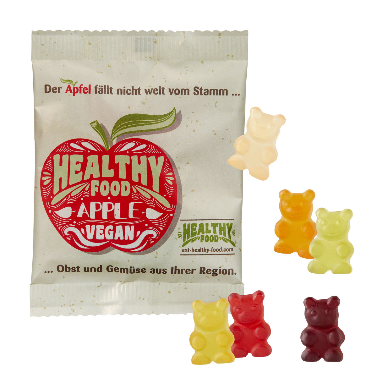 Vegane XXL Fruchtgummi Bärchen im Werbetütchen 100 x 75 mm, 20 g