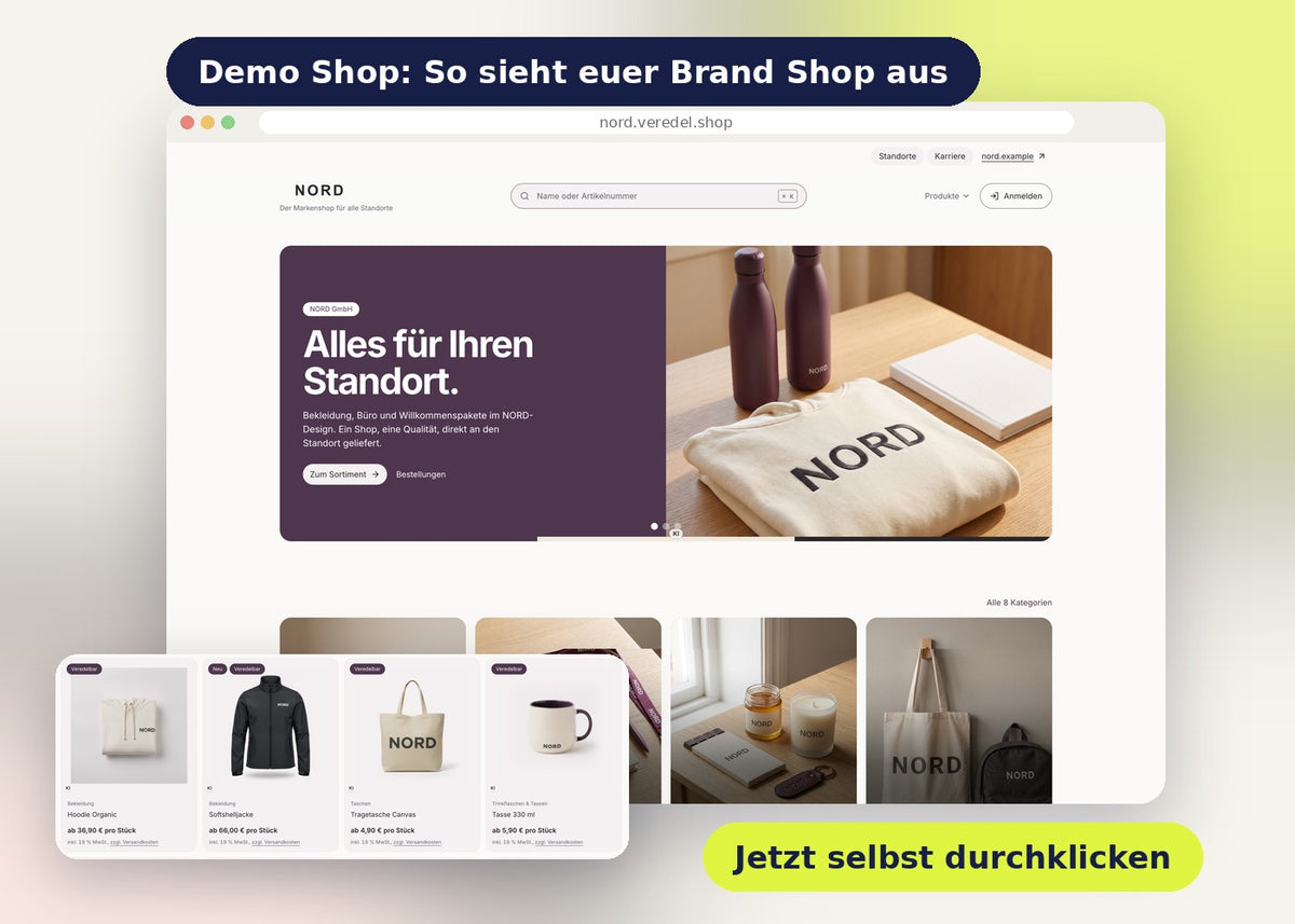 Demo Brand Shop NORD auf veredel, betrieben von Vanilla & Pepper