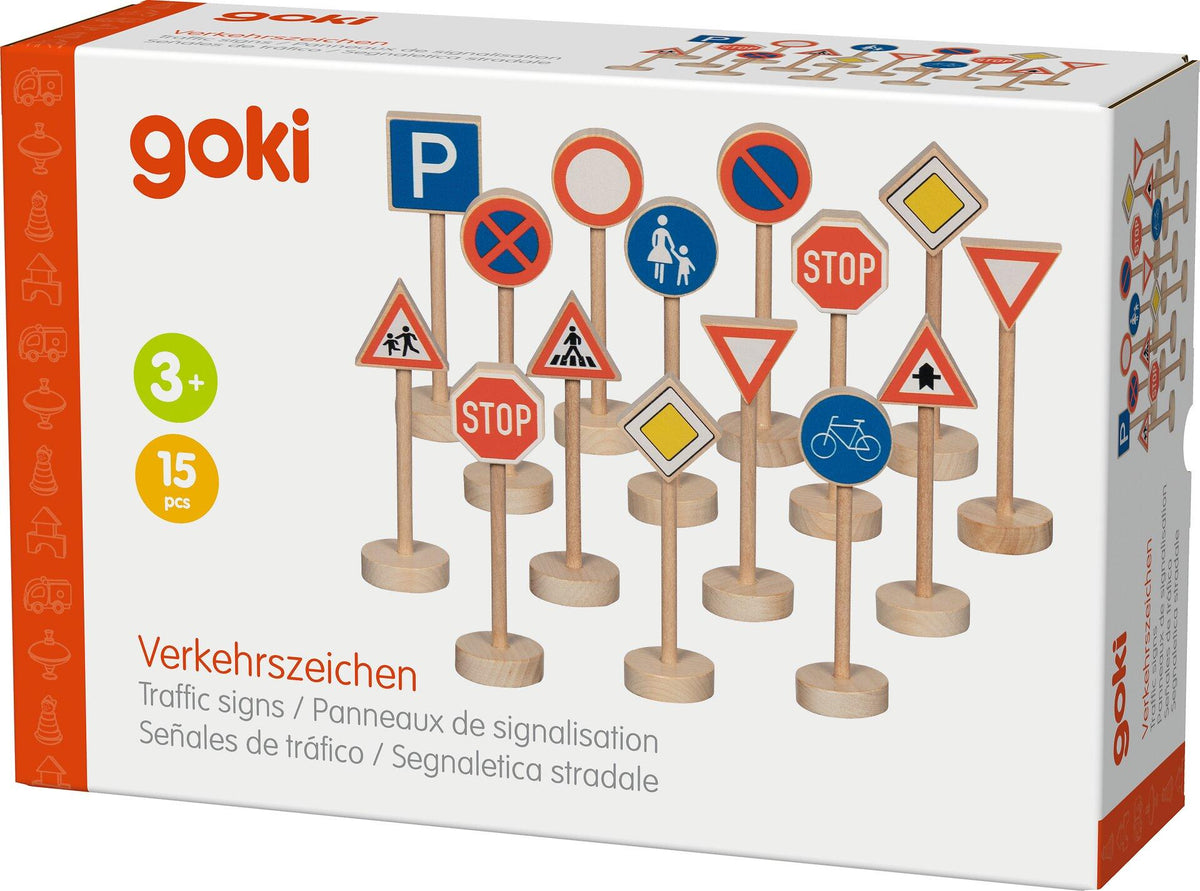 Verkehrszeichen aus Holz, 15 Teile in 13 Designs – Set