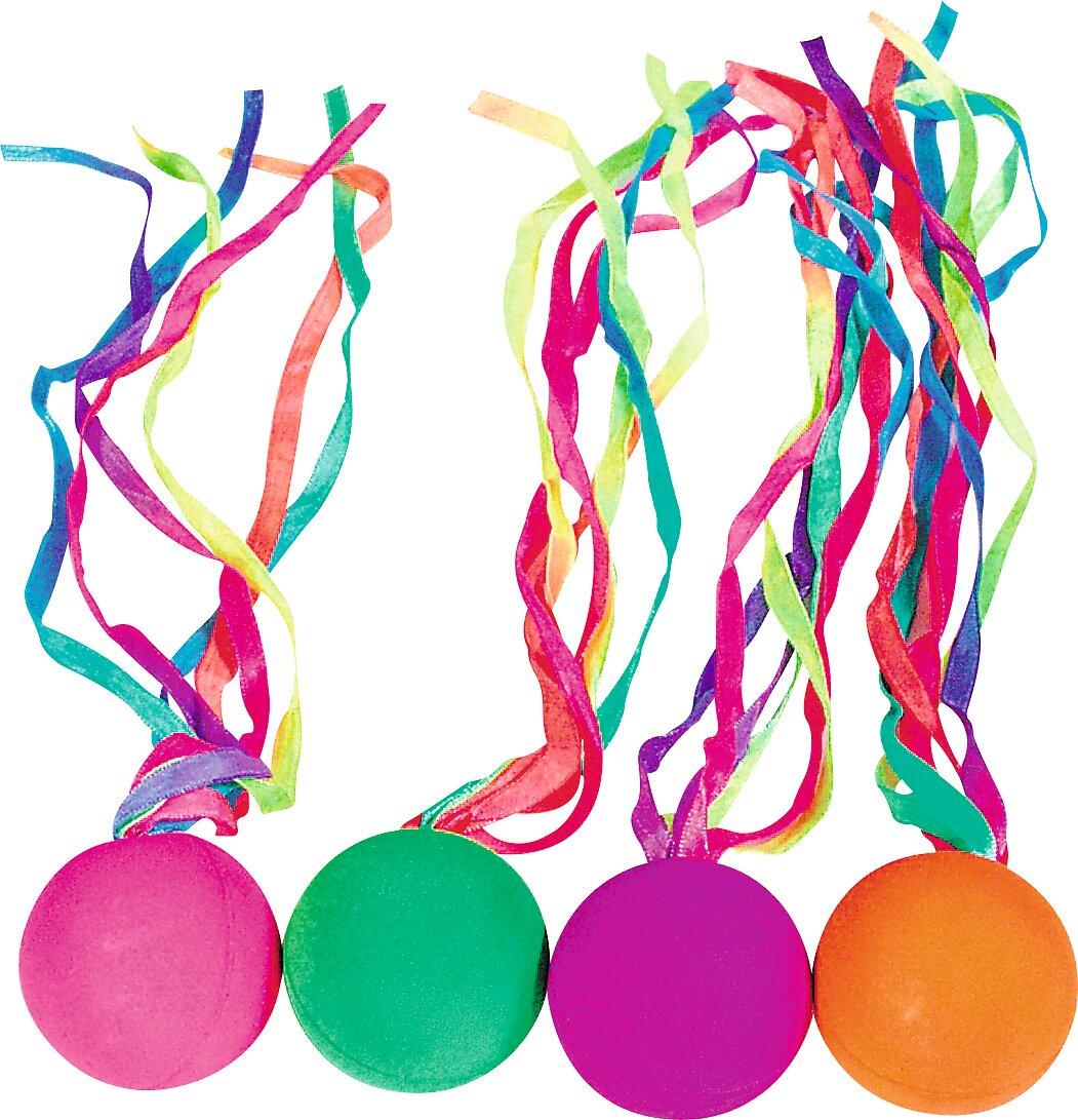 Vollgummiball mit neonfarbenen Schleifen von goki – Ansicht