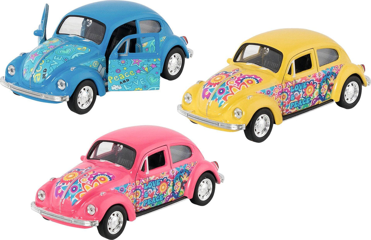 VW Käfer Modellauto mit Peace and Love Motiv, Maßstab 1:38