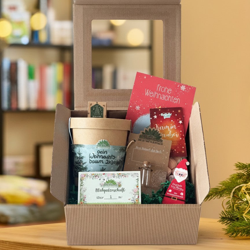Weihnachtliche Geschenkbox M für das Team mit Logo – Detail