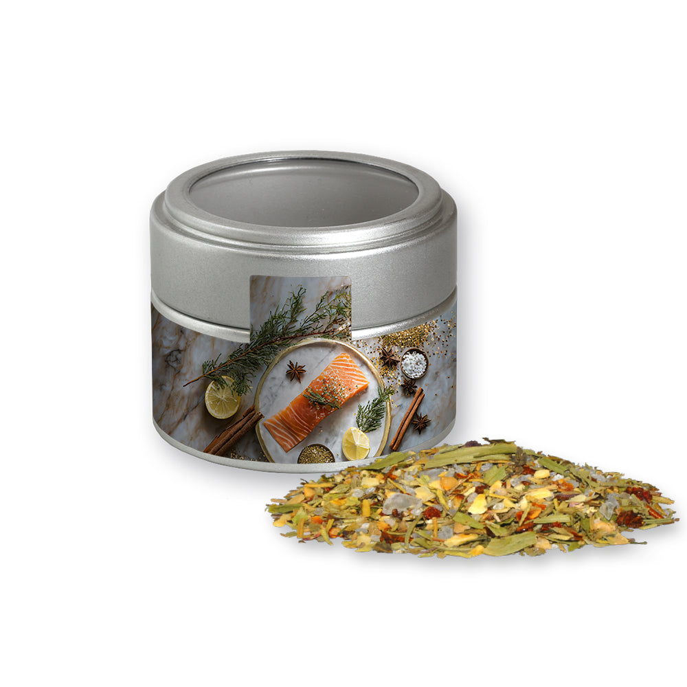 Weihnachtsgewürze in der silbernen Metalldose Mini – Weihnachts Gewürzmischung Fisch, ca. 55 g