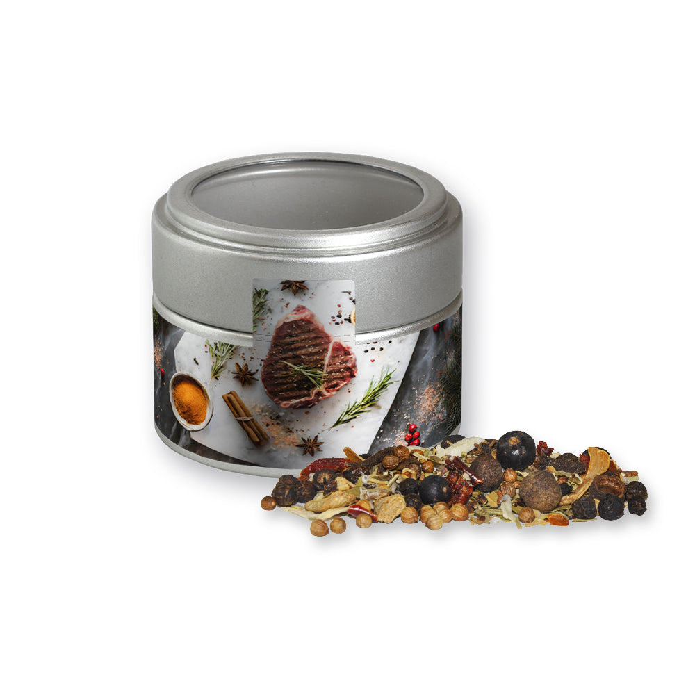 Weihnachtsgewürze in der silbernen Metalldose Mini – Weihnachts Gewürzmischung Wild, ca. 50 g