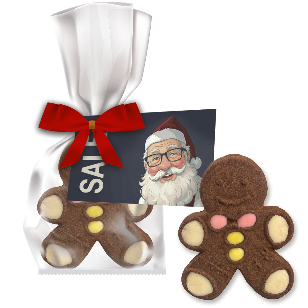 Weihnachtsmandeln im Flachbeutel mit Werbekarte – Happy Man, ca. 15 g