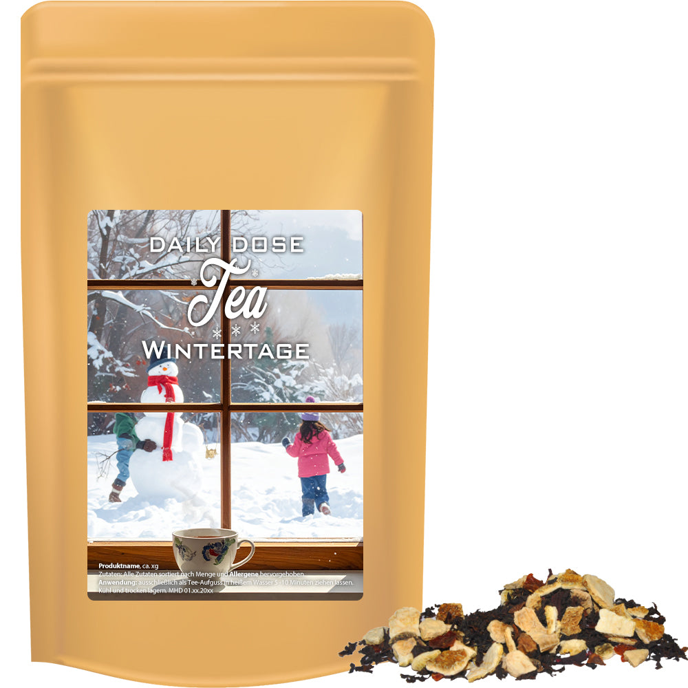 Weihnachtstee im Standbeutel Midi aus Kraftpapier – Wintertage Tee, ca. 55 g