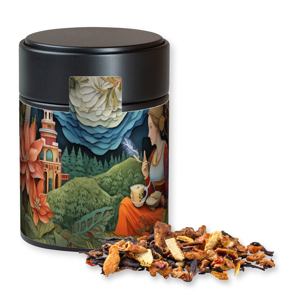 Weihnachtstee in der Metalldose Midi schwarz – Omas Bratäpfelchen Tee, ca. 60 g