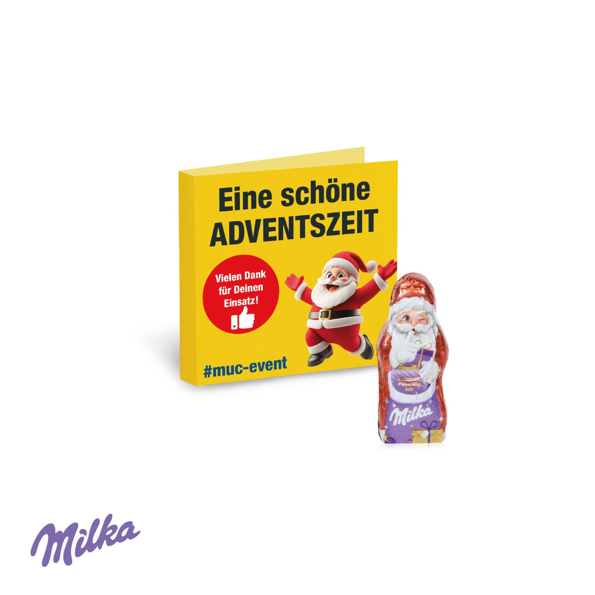 Quadratische Klappkarte aus Karton mit individuellem Werbemotiv
