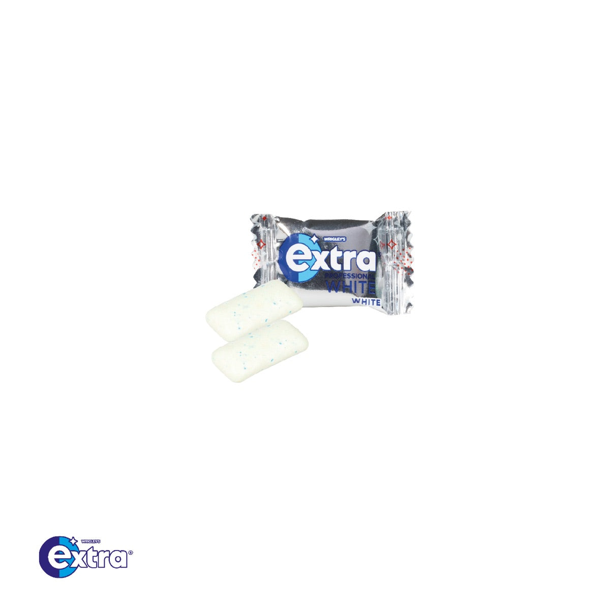 Briefchen geöffnet mit zwei Wrigley's Extra Kaugummis