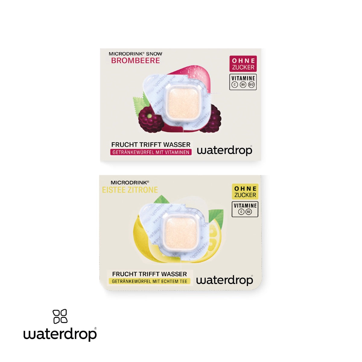 Werbekarte mit einem waterdrop Würfel