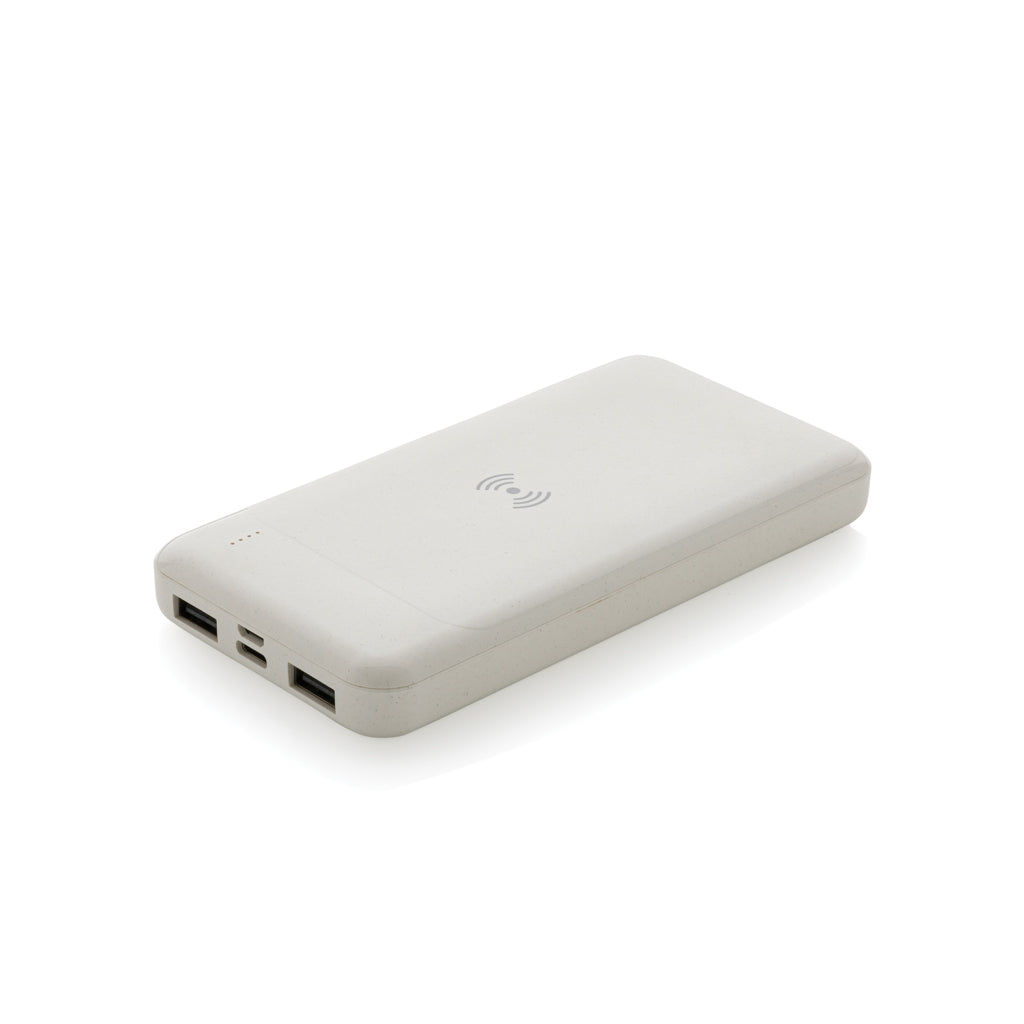 Wireless Powerbank aus RCS Standard recyceltem Kunststoff – weiß