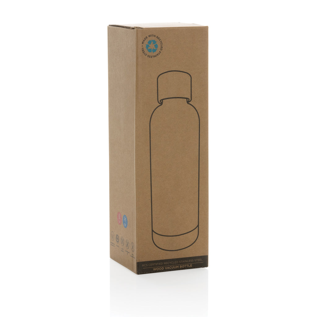 Wood Vakuumflasche aus RCS recyceltem Stainless-Steel