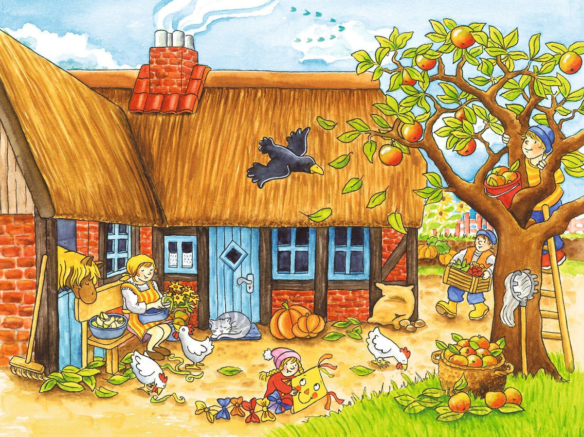 Würfelpuzzle Jahreszeiten auf dem Bauernhof aus Holz – weitere Ansicht