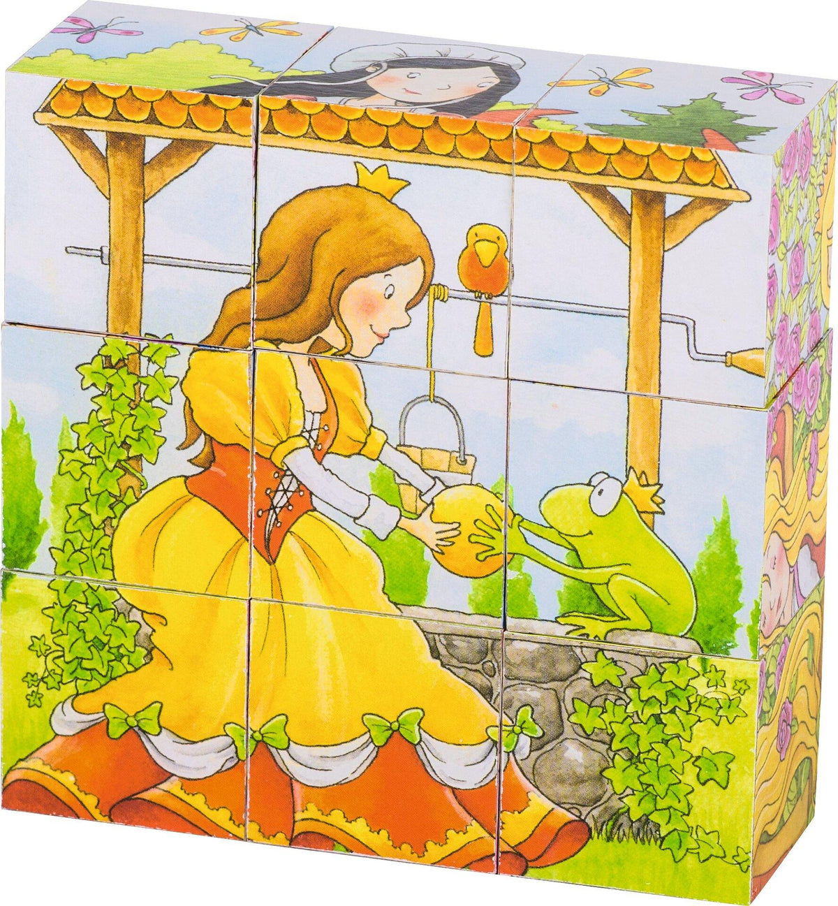 Würfelpuzzle Märchen mit neun Würfeln aus Holz von goki – Detailansicht