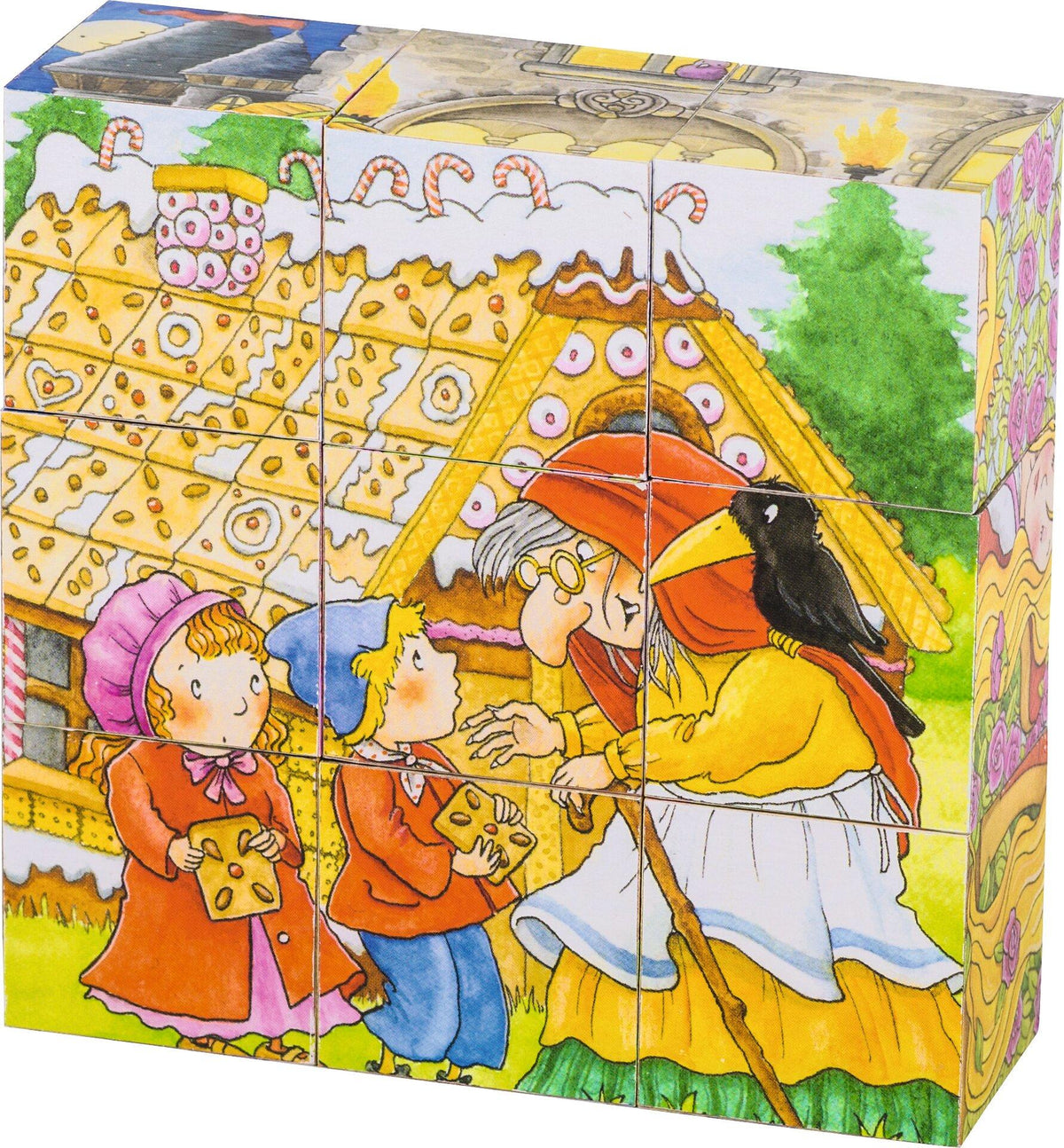 Würfelpuzzle Märchen mit neun Würfeln aus Holz von goki – Seitenansicht
