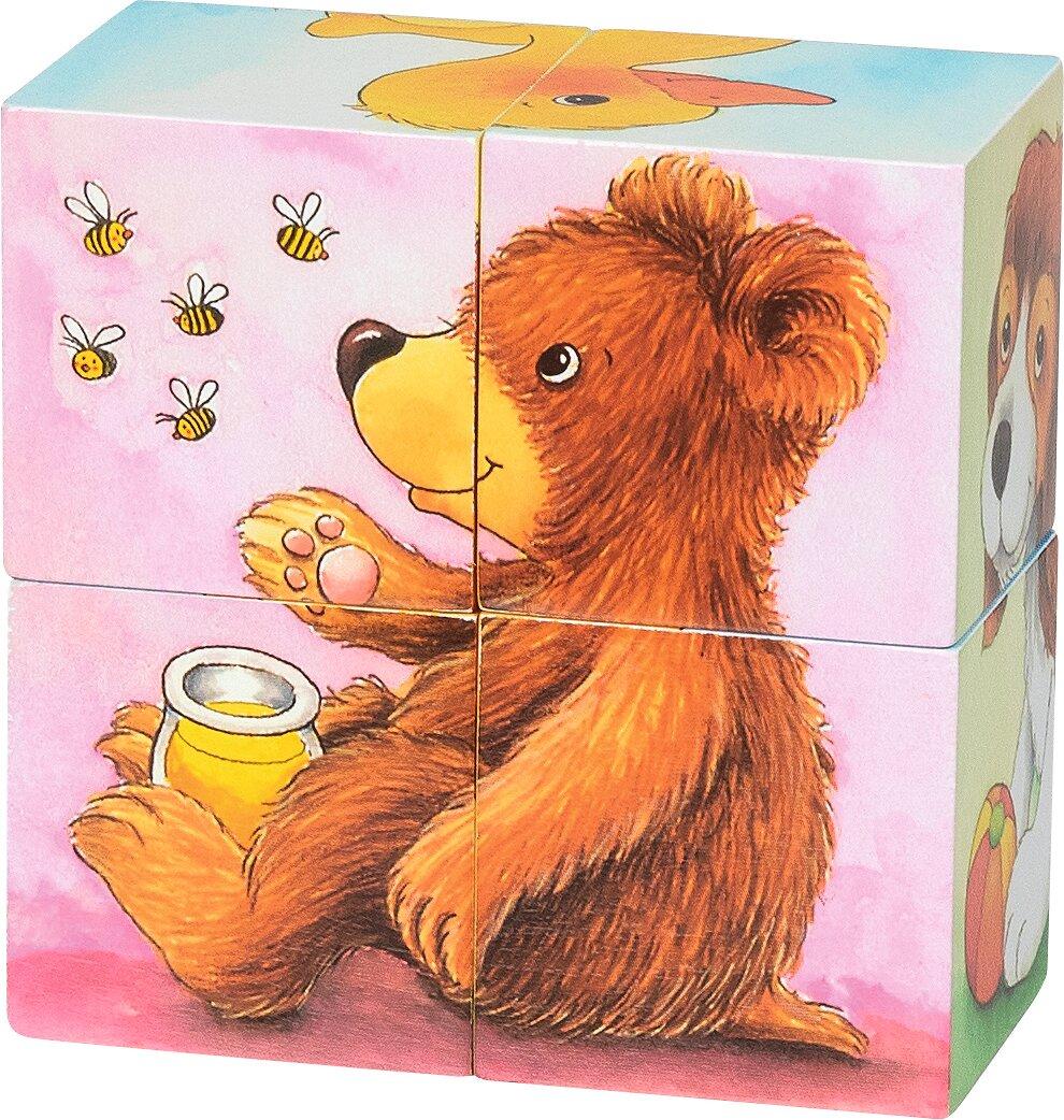 Würfelpuzzle Tierkinder mit Bär und Hund von goki – Ansicht