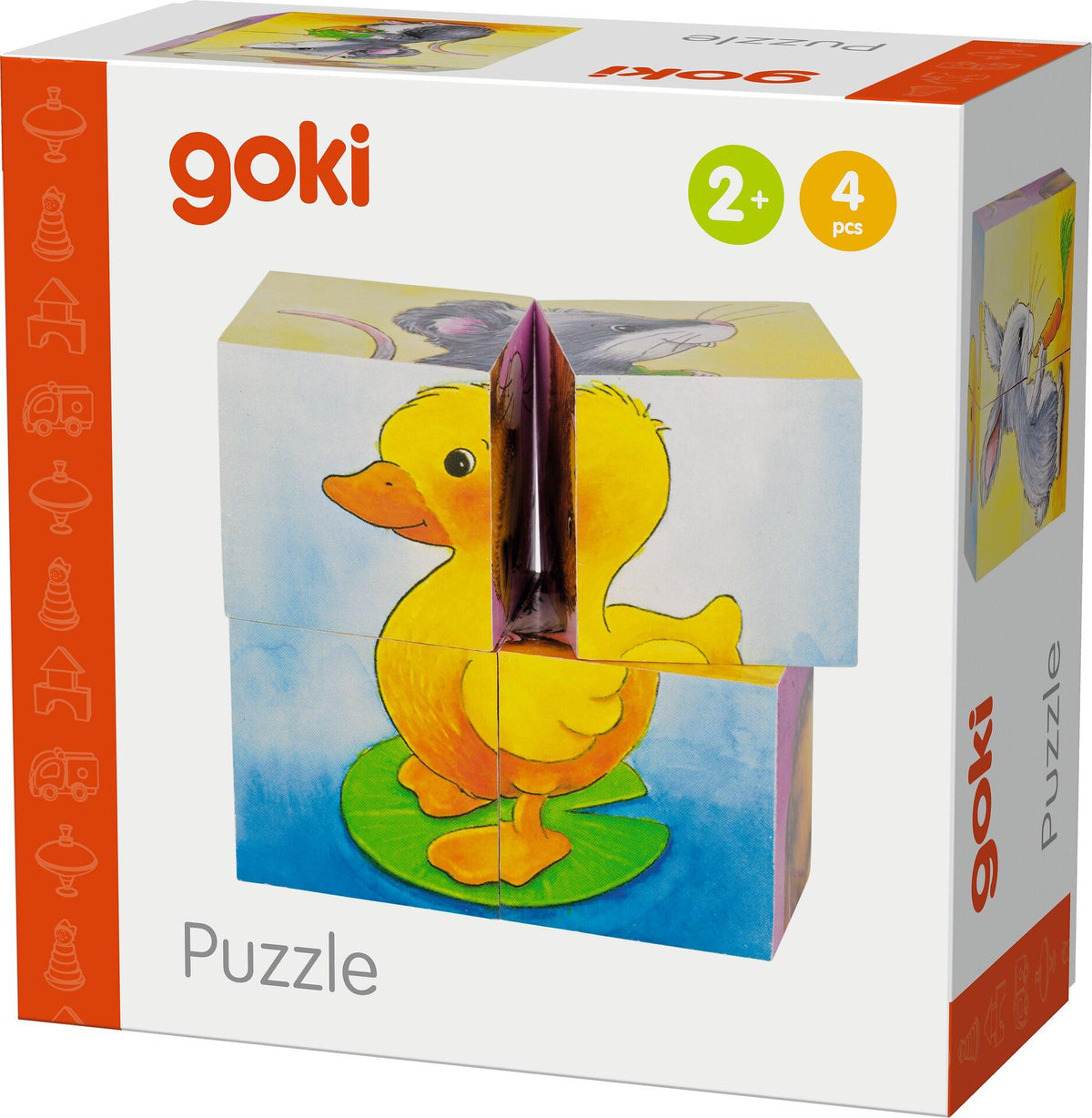 Würfelpuzzle Tierkinder mit Bär und Hund von goki – Motivansicht