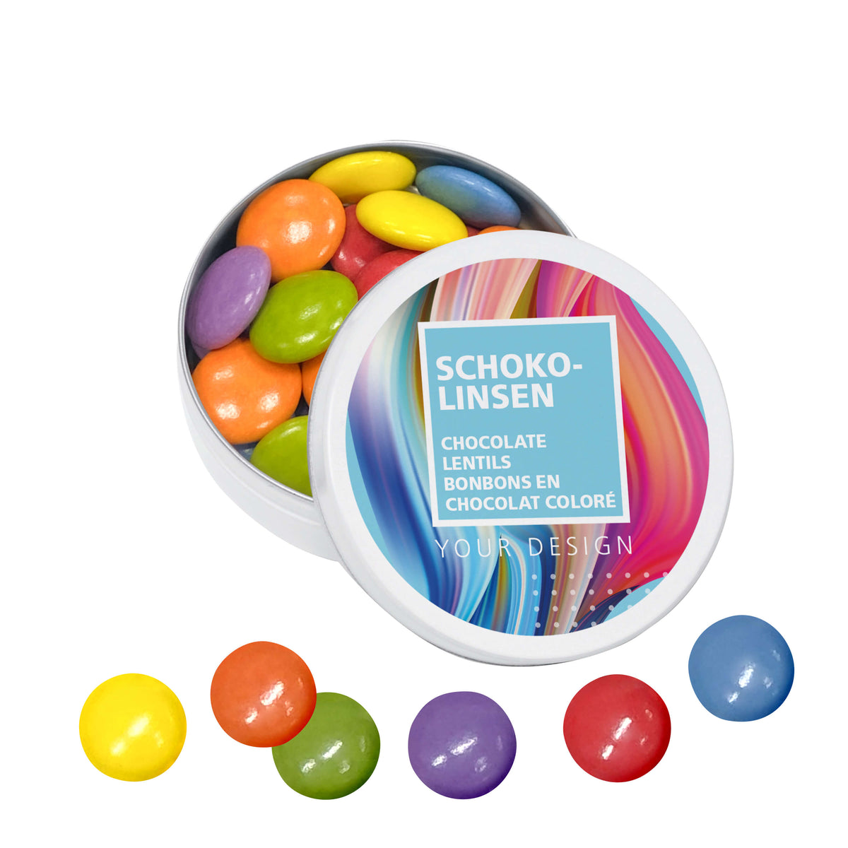 XS Taschendosen in mehreren Farben nebeneinander
