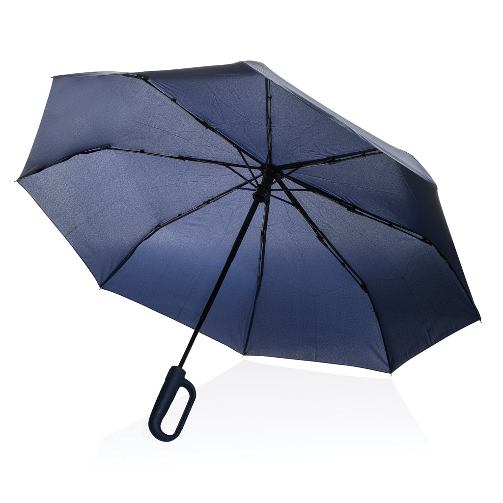 Yara 21“ AWARE™ rPET Regenschirm mit Karabiner – navy blau
