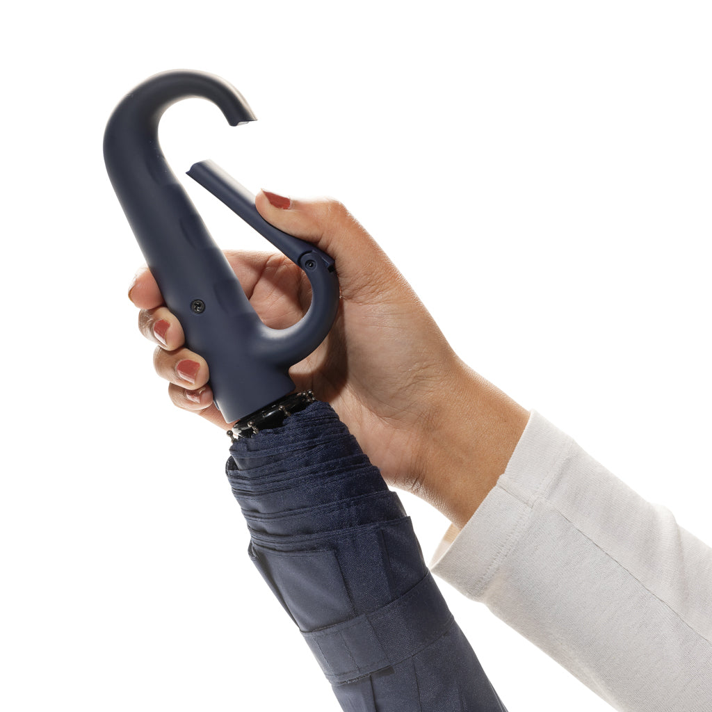 Yara 21“ AWARE™ rPET Regenschirm mit Karabiner – navy blau