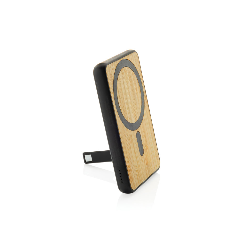 Zen 5000mAh 5W magnetische Bambus-Powerbank aus RCS rPlastik – schwarz