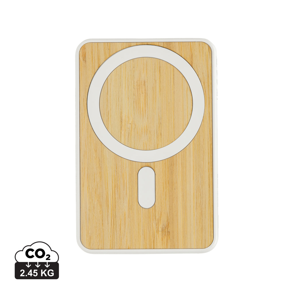 Zen 5000mAh 5W magnetische Bambus-Powerbank aus RCS rPlastik – weiß