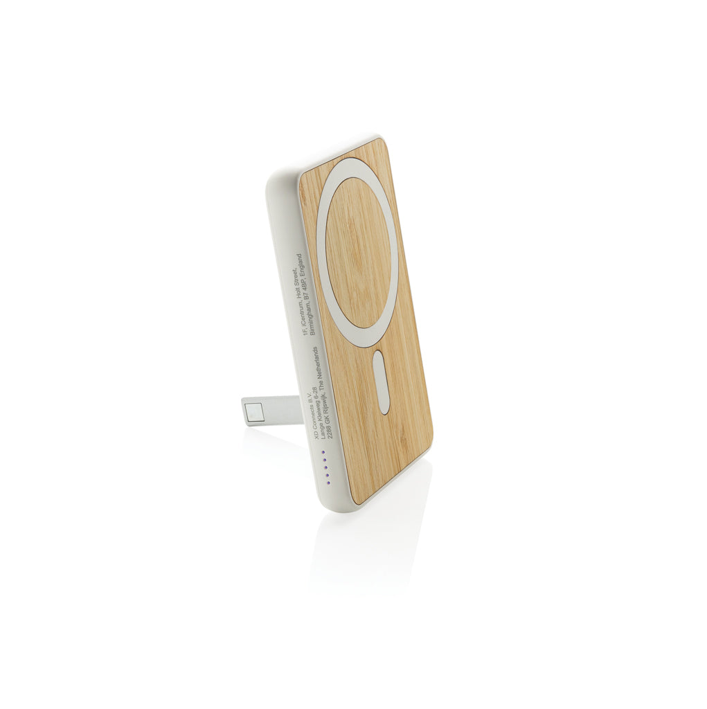 Zen 5000mAh 5W magnetische Bambus-Powerbank aus RCS rPlastik – weiß